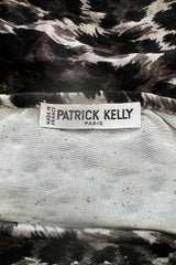 Iconic Fall 1989 Patrick Kelly Off Shoulder Silver Leopard Print Dress in a Soft Stretch Velour