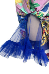 Iconic Spring 1992 Versace by Gianni Versace Jeans Couture Floral Print Full Skirt Halter Mini Dress