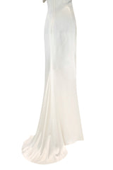 Spectacular 2011 Alexander McQueen Bias Cut Liquid Silk Satin Ivory Dress w Amazing Sleeves