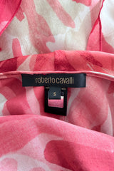 Fantastic Spring 2005 Roberto Cavalli Coral Runway Print Dress w Phenomenal Ruffled Skirt