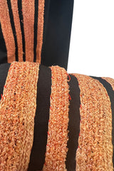 Fabulous 1920s Unlabeled Black Wool & Deep Orange Coral Raffia Trim Flapper Coat or Dress