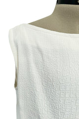 Yves Saint Laurent Spring 1993 minimalist White Dress w Raised Reptile Print