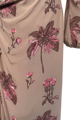 Resort 2008 Prada by Miuccia Prada Look 5 One Shoulder Floral Printed Silk Dress w Low Side Plunge