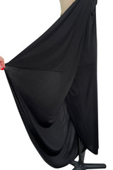 1981 Bill Tice Black One Shoulder Jersey Dress w Gold Lame Flower Detailing