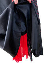 Exquisite Fall 1978 Stavropoulos Bias Cut Black Silk Dress w Red Striped Pattern & Red Underskirt