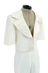 Chic Spring 1993 or 1996 Christian Dior by Gianfranco Ferre Numbered White Tux Pant Suit
