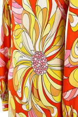 Gorgeous 1960s Emilio Pucci Brilliant Citrus Coloured Silk Jersey Dress w Huge Floral Print