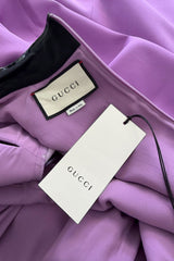 Spring 2020 Gucci by Alessandro Michele Runway Look 64 Purple Cut Out Tunic Dress w Patent Trim