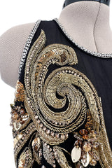 Extraordinary 2015 Roberto Cavalli Runway Feather & Net Dress w Bead & Sequin Detailing