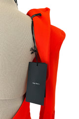 Striking Resort 2019 Alex Perry "Abigail" Brilliant Orange Full Length Capes Sleeve Dress w Open Back