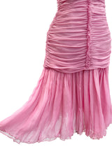 Recent Prada by Miuccia Prada Pale Pastel Pink Silk Chiffon Gathered Halter Dress