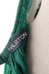 Phenomenal & Rare 1979 Halston Couture Andy Warhol Filmed Green Beaded Halter Dress w Open Back