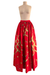 Rare Fall 1981 Fabrice Simon Couture Hand Painted Red & Gold Skirt & Top Dress Set