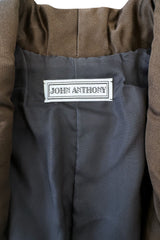 Exceptional 2004 John Anthony Couture Brown Velvet Heavily Hand Embroidered & Beaded Jacket