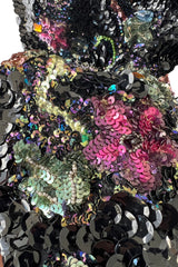 Exquisite 1950s Unlabeled Hand Made Couture Heavily Sequinned & Beaded Strapless Burlesque or Showgirl Dress