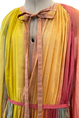 Gorgeous Spring 2020 Christian Dior Sunset Striped Cotton Dress w Silk Chiffon Under Slip