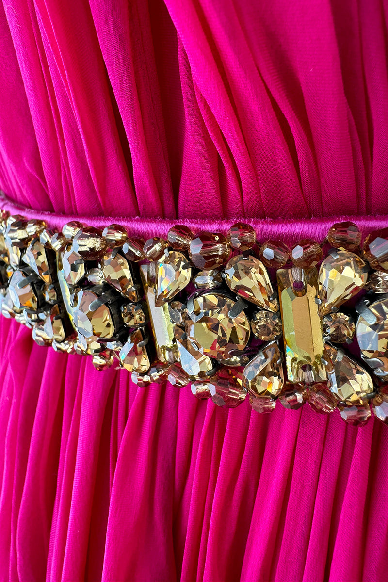 Gorgeous Pre-Fall 2011 Alexander McQueen by Sarah Burton Pink Silk Chiffon Dress w Jeweled Belt