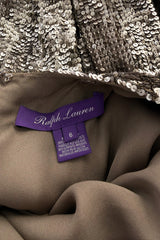 Fall 2015 Ralph Lauren Purple Label Runway Finale Look 43 Bronze Sequin Halter Dress w Open Back