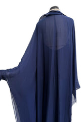 Fall 2014 Valentino by Pierpaolo & Piccioli & Maria Grazia Chiuri Deep Blue Silk Chiffon Caftan Dress