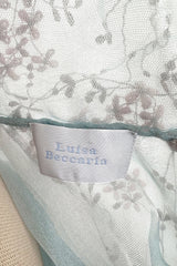 Dreamy Luisa Beccaria Pale Turquoise Net Off Shoulder Dress w Pink & Gold Embroidery