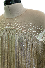 Dreamy Spring 2019 Oscar de la Renta by Laura Kim & Fernando Garcia Runway Look 57 Gold Silver Bead Caftan Dress