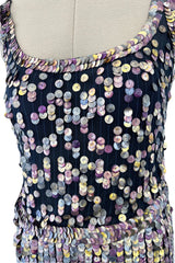 Dreamy Cruise 2006 Chanel by Karl Lagerfeld Weightless Blue Silk Tulle Dress w Iridescent Sequins