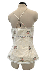 Spring 2006 Christian Dior by John Galliano Ivory Silk Top & Skirt Set w Flowers
