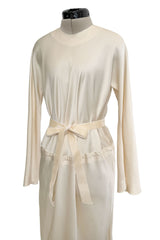 1970s Halston Couture by Roy Halston Bias Cut Silk Dress w Flared Sleeves & Keyhole Back Slit