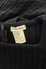 Fantastic 1990s Azzedine Alaia Ribed Black Knit Mini Dress w Flared Skirt & Inner Boy Shorts