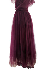 Gorgeous Resort 2020 Khaite Look 21 Burgundy Net Full Skirted Dress & Underskirt