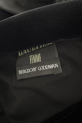 Outstanding Fall 1999 Jean Paul Gaultier Black Bias Cut Jersey w Black Velvet Cuffs & Collar