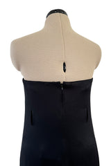 Fabulous 2008 Alexander McQueen Strapless Black Silk Dress w Vibrant Pink Patent Leather Belt