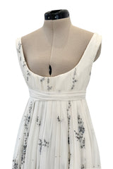 Important Fall 2003 Alexander McQueen 'Scanners" Runway Look 55 White Silk Corset Dress w Silver Sequins & Embroidery