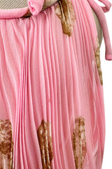 Romantic Spring 1974 Valentino Documented Pink Silk Chiffon Dress w the Iconic Shell Print