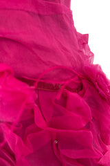 1990s Thierry Mugler Pink Silk Organza Halter Dress w Full Lower Skirts & Sequin Detailing