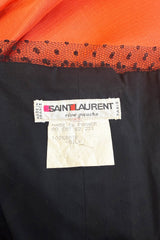 Spring 1987 Yves Saint Laurent Runway Strapless Dotted Net Mini Dress w Coral Skirt