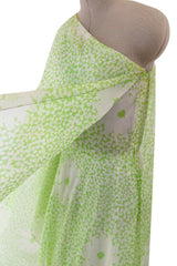 Dreamy Spring 1974 Lanvin by Jules-Francois Crahay Pale Green Floral Print One Shoulder Dress