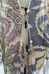 Spring 1981 Zandra Rhodes Runway & Book Piece 'Kenya & Zebras" Feather Trimmed Silk Chiffon Cape Piece