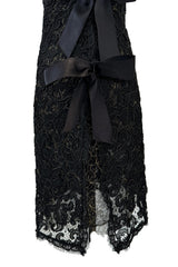 Fall 1998 Yves Saint Laurent Black Strapless Gold & Black Cord Dress w Side Bows