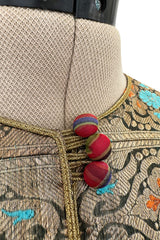 Exceptional Early 1970s Thea Porter Book Documented Faye Dress in Ikat SIlk Chiffon & Brocade