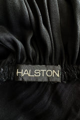 Incredible Resort 1982 Halston Black Bias Cut Silk Jersey Dress w Front Cut Out & No Back