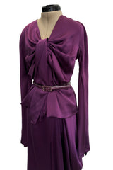 Rare Fall 2007 Christian Dior by John Galliano Runway Look 43 Purple Hammered Silk Top Skirt Dress Set