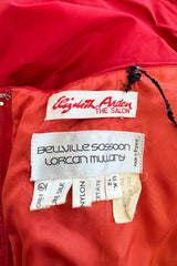 Late 1980s Bellville Sassoon Strapless Red Silk Dress w Full Skirt & Black Glitter Tulle Underskirt & Bow