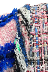 Incredible Spring 2018 Chanel by Karl Lagerfeld Runway Look 8 Pink & Blue Metallic Boucle Dress