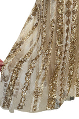 Spectacular Spring 2020 Valentino by Pierpaolo Piccioli Gold Sequin on Net Dress w Plunging Back