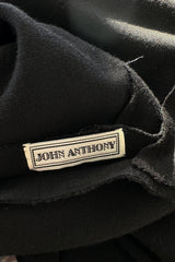Early 2000s John Anthony Couture One Off Single Sleeve Jersey Dress w Full Open Side & Bow Detail