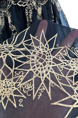 Fall 1995 Zandra Rhodes 'The Fairy Collection' Hand Painted Metallic Gold Lace & Silk Dress