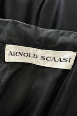 Fall 1982 Arnold Scaasi Couture Runway Black Silk Strapless Dress w Pink Ruffle