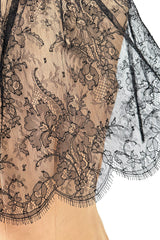 Spectacular Fall 1988 John Anthony Bias Cut Taupe Silk Chiffon Wrap Dress w Hand Made Lace Detailing