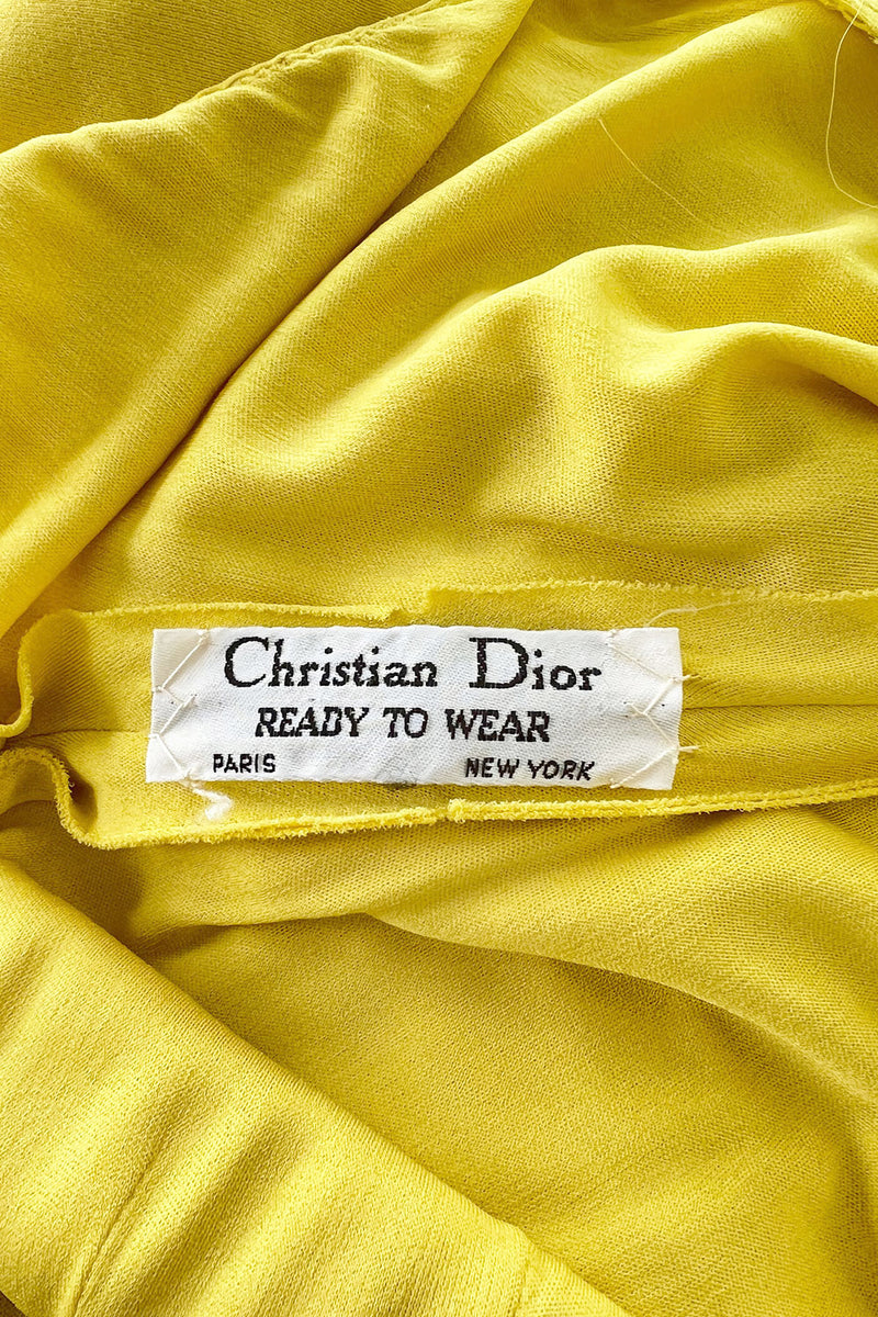 Minimalist 1970s Christian Dior by Marc Bohan Yellow Jersey Tank Dress w Three Tier Skirt